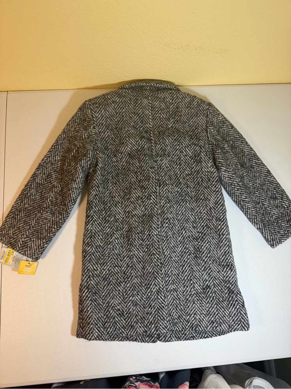 Cat & Jack Girls Herringbone Peacoat Gray Black Button Front Coat XS - Picture 4 of 8